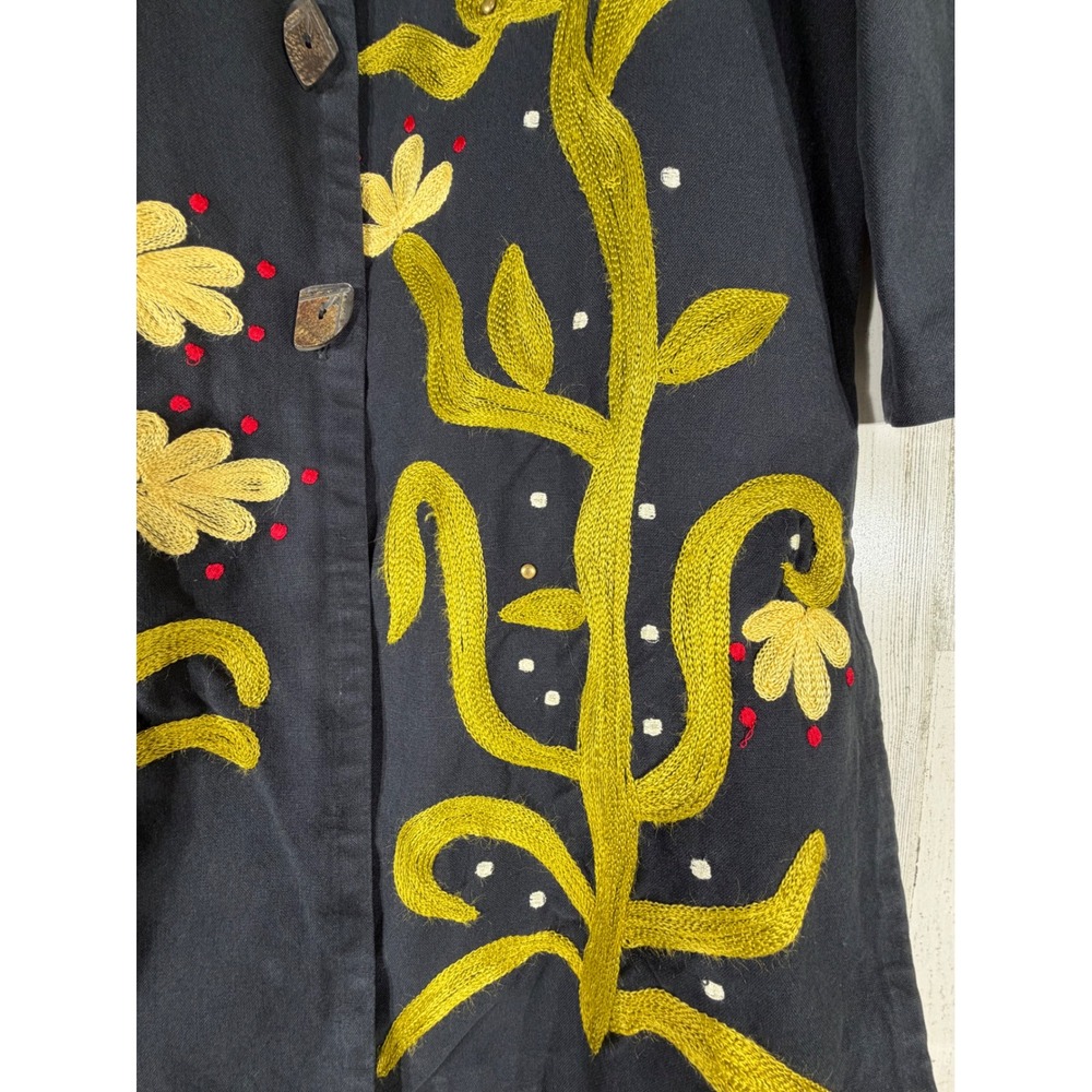 Indigo Moon Jacket Size Medium Button Front Black… - image 10